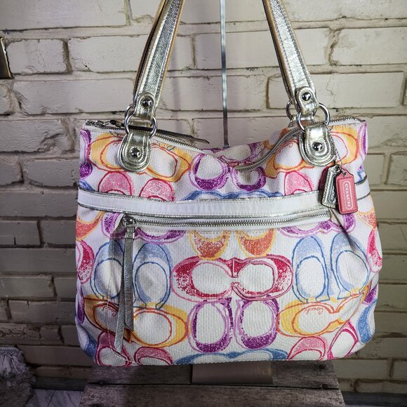 Coach Poppy Dream Signature C's Colorful Tote Bag - Picture 2 of 15